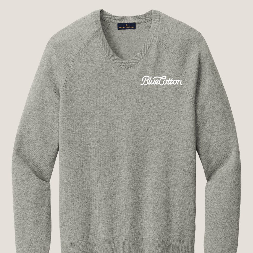 Image of BB18400 Brooks Brothers® Cotton Stretch V-Neck Sweater