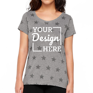 Custom Women's Clothing:  3629 Code Five Women's Star Print Scoop Neck Tee