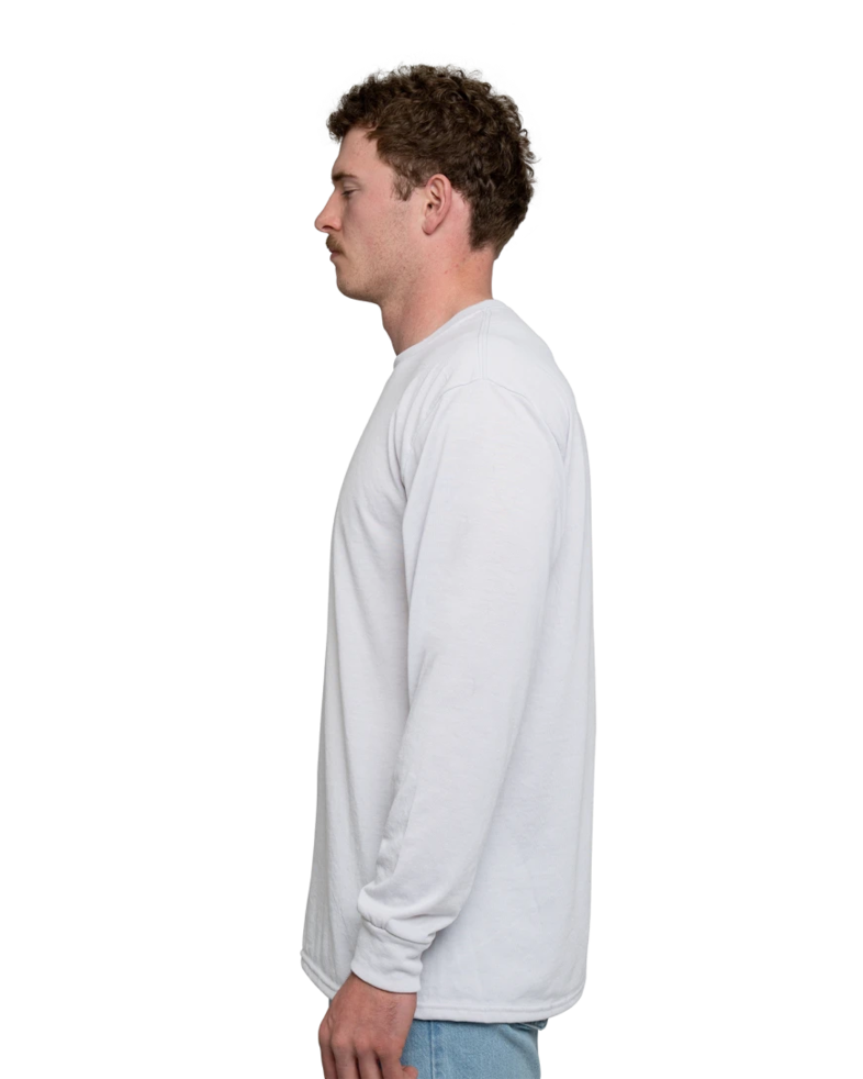 Image of a model wearing a 21ML Jerzees Sport Performance Long Sleeve T-Shirt 