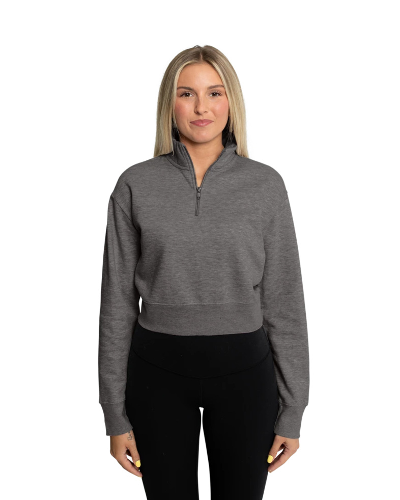 Image of a model wearing a DT6111 District® Women’s V.I.T.™ Fleece 1/2-Zip