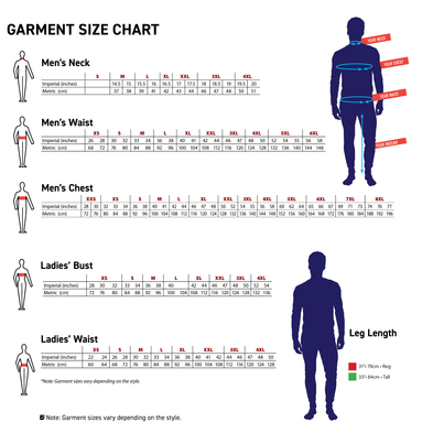 Size chart for a S477 Portwest Hi-Vis Short Sleeve Polo Shirt