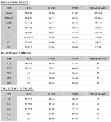 Size chart for a MCK09404 Cutter & Buck Stealth Heathered Quarter Zip Mens Pullover