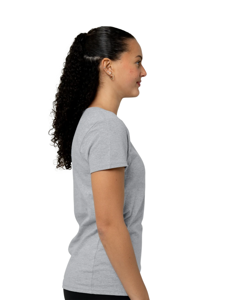 Image of a model wearing a 5000L Gildan Ladies Heavy Cotton Tee