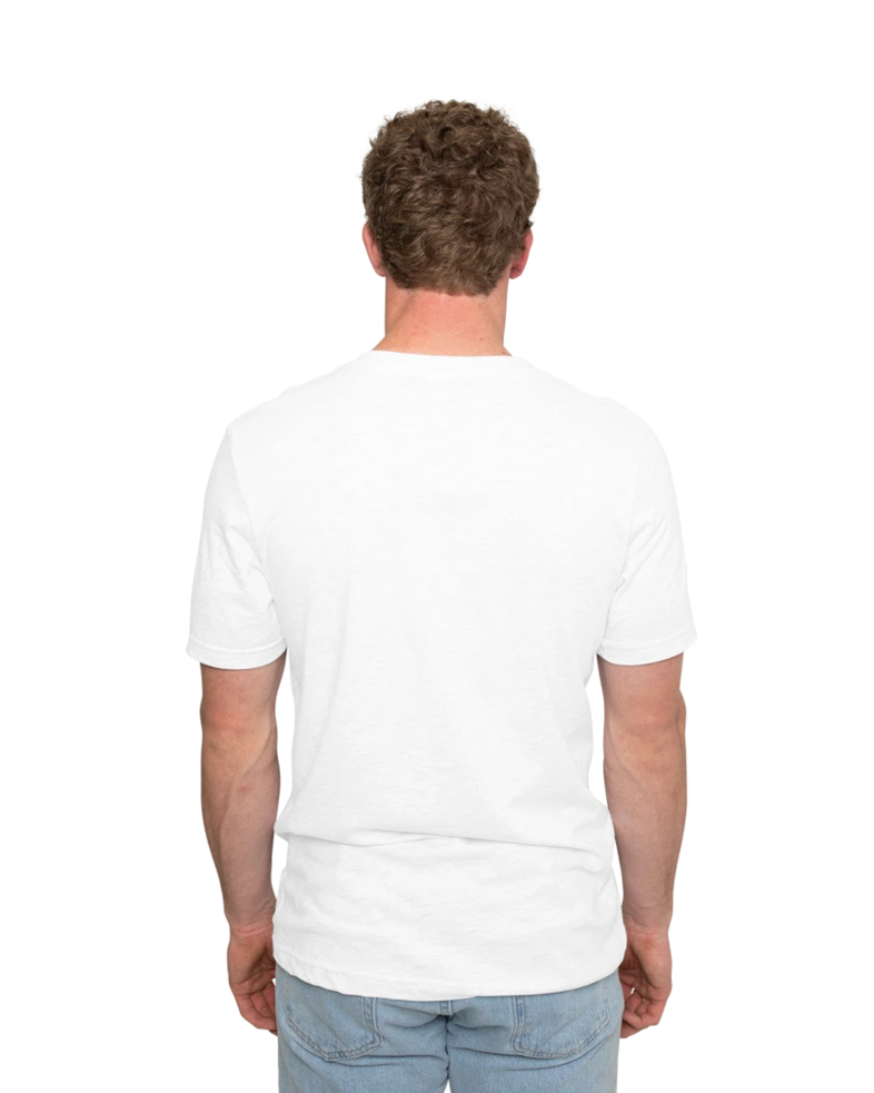 Image of a model wearing a 3005 Bella + Canvas Unisex Jersey Short-Sleeve V-Neck T-Shirt