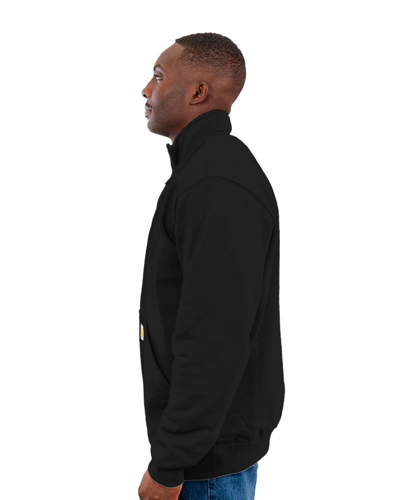Image of a model wearing a CT105294 Carhartt Midweight 1/4-Zip Mock Neck Sweatshirt