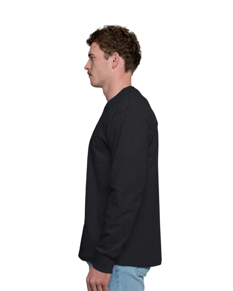 Image of a model wearing a 5186 Hanes Beefy-T Long Sleeve