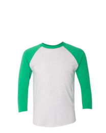 Image of a model wearing 6051 Next Level Unisex Tri-Blend Three-Quarter Sleeve Baseball Raglan Tee