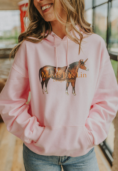 Customer wearing a 996M Jerzees NuBlend Hooded Sweatshirt