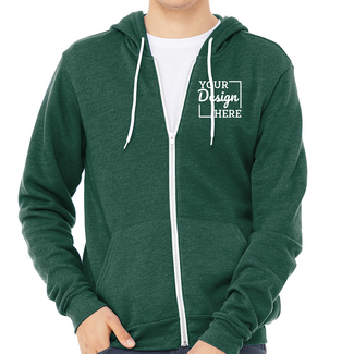 Custom Featured Brands:  3739 Bella + Canvas Unisex Sponge Fleece Full-Zip Hoodie