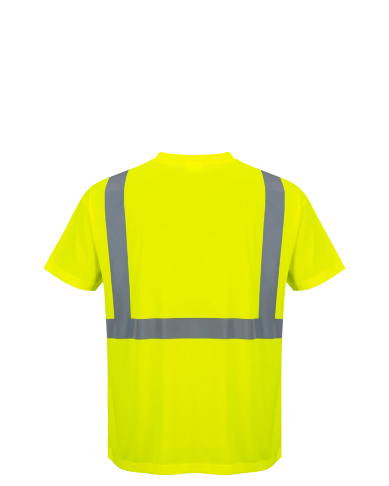 Image of a model wearing a S190 Portwest Hi-Vis Pocket T-Shirt