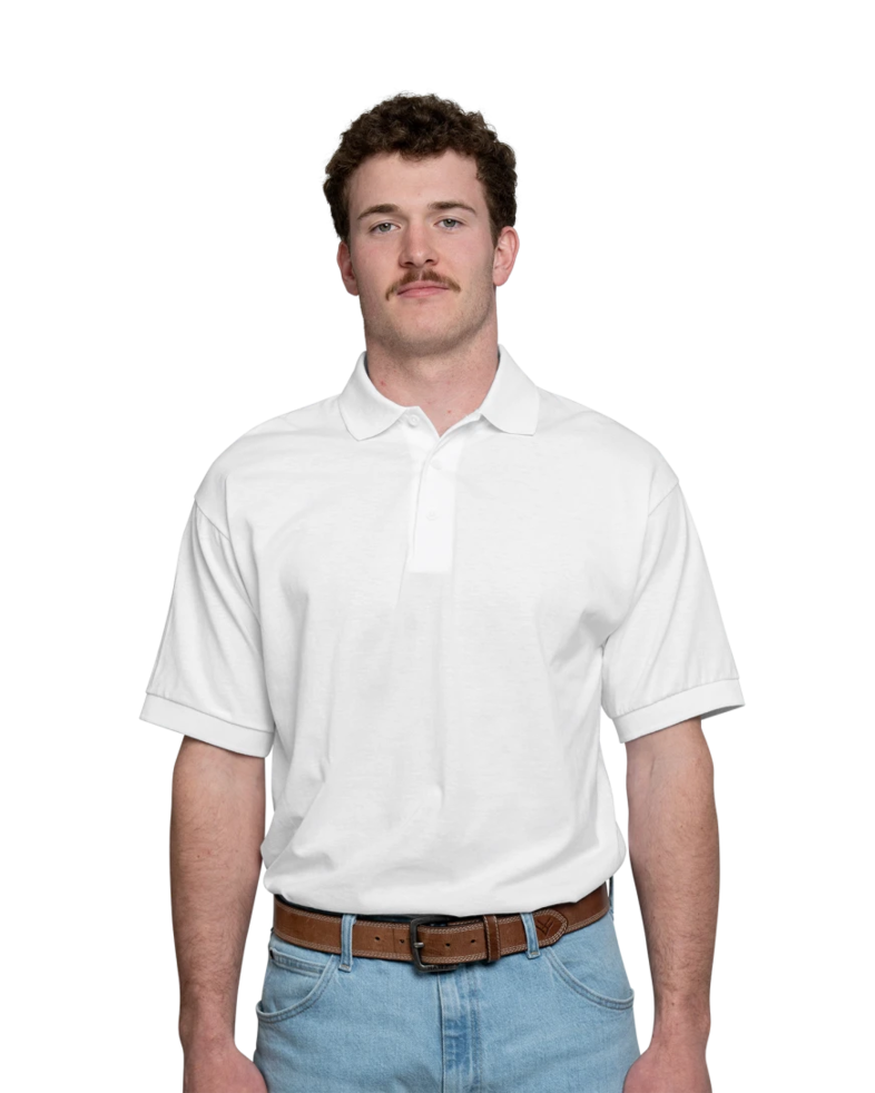 Image of a model wearing a 8800 Gildan 5.6 oz. DryBlend 50/50 Jersey Polo