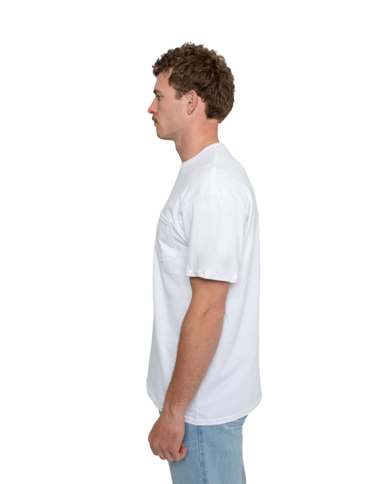 Image of a model wearing a 2300 Gildan Ultra Cotton Pocket Tee