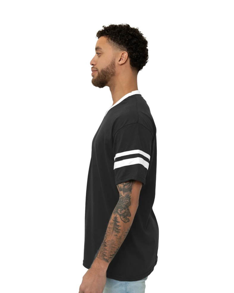 Image of a model wearing a 360 Augusta Double Sleeve Stripe Jersey