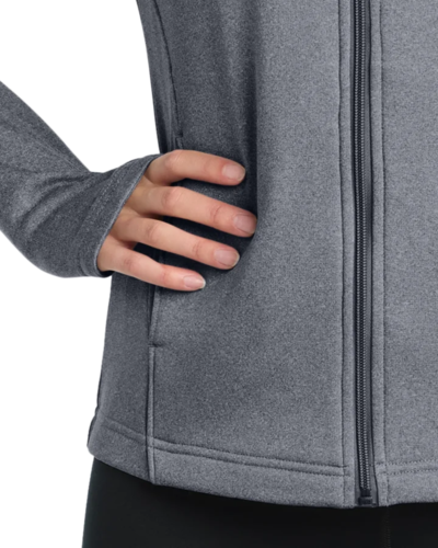 Closeup of a L248 Sport-Tek Ladies Tech Fleece Full-Zip Hooded Jacket