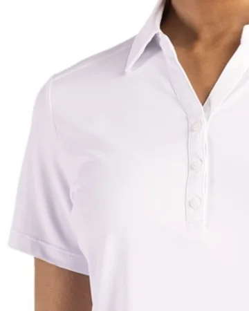 Closeup of a LCK00199 Cutter & Buck Forge Eco Stretch Recycled Womens Short Sleeve Polo