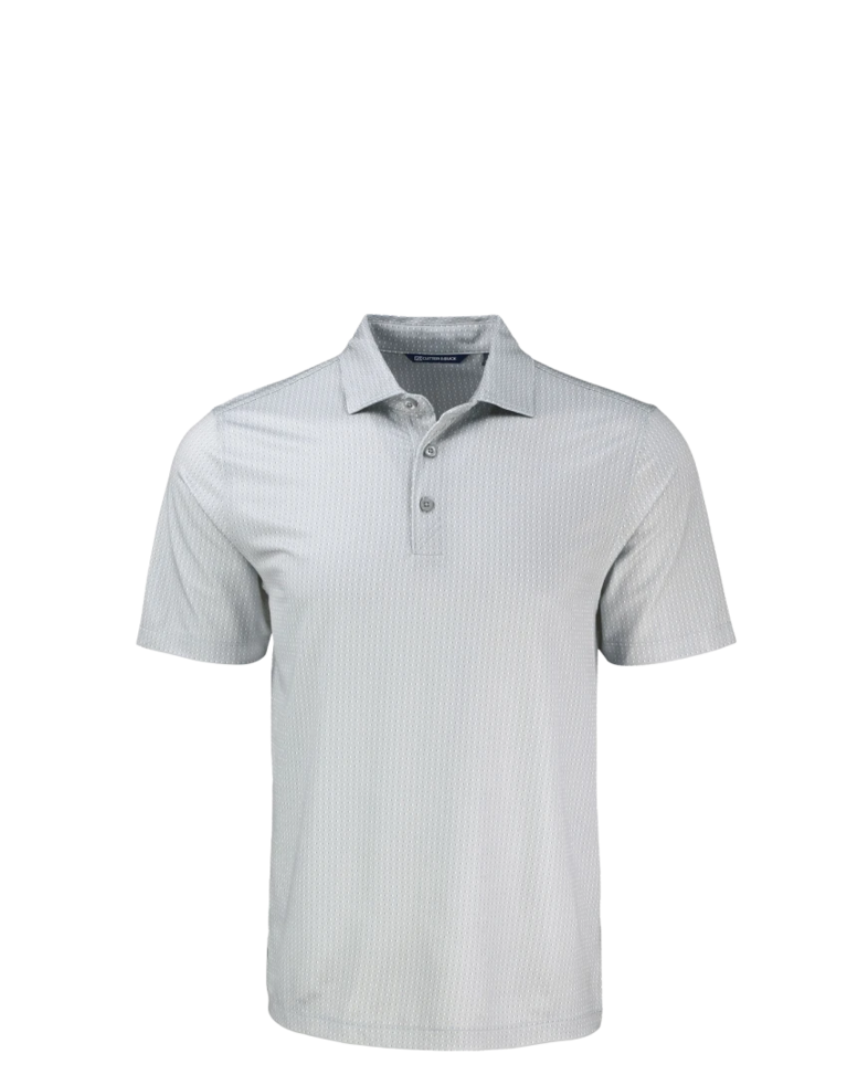 Image of a model wearing a MCK01342 Cutter & Buck Pike Eco Shadow Check Print Recycled Mens Polo