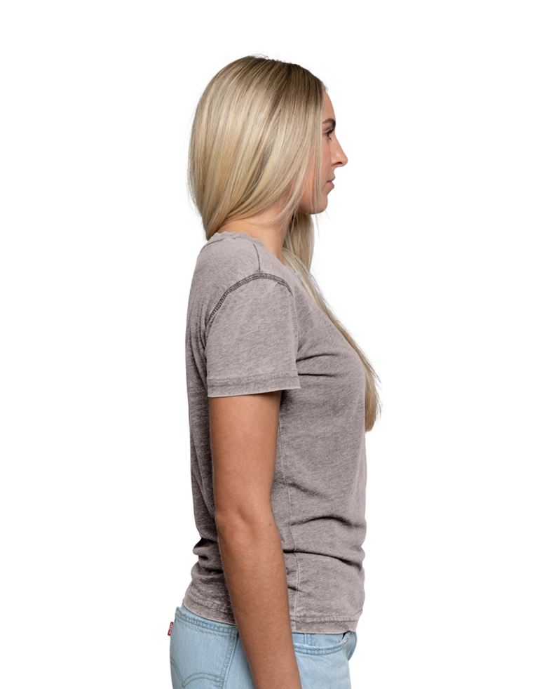 Image of a model wearing a 8116 J. America Women’s Zen Jersey T-Shirt