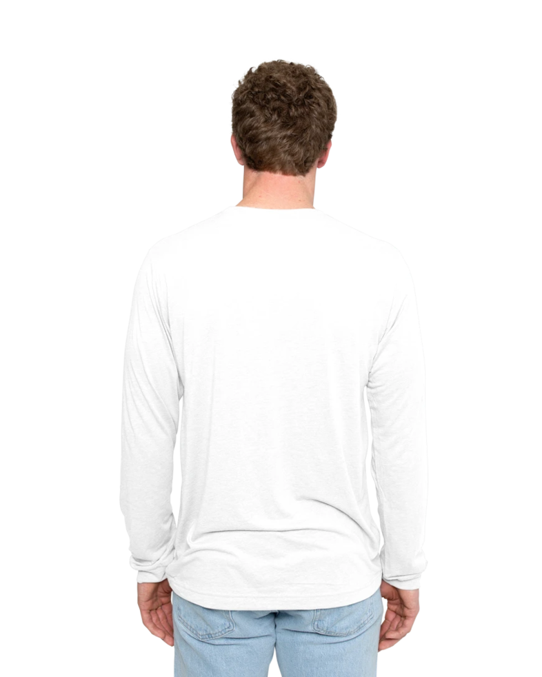 Image of a model wearing a 3513 Bella + Canvas Unisex Triblend Long Sleeve Tee