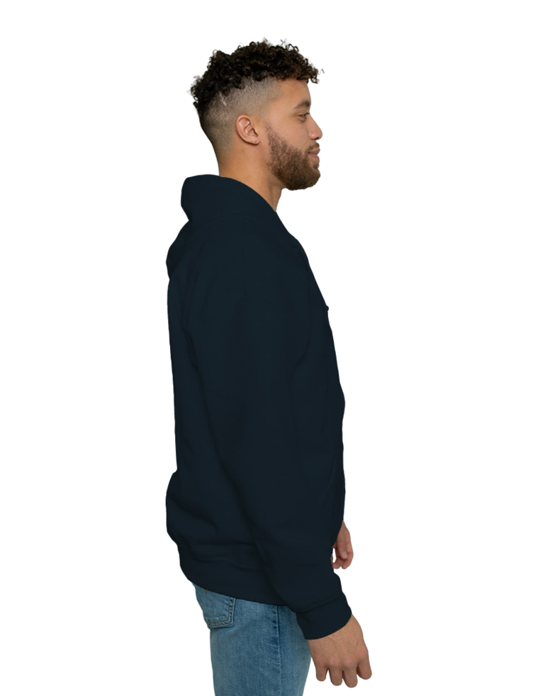 Image of a model wearing a 18600 Gildan Heavy Blend Full Zip Hood