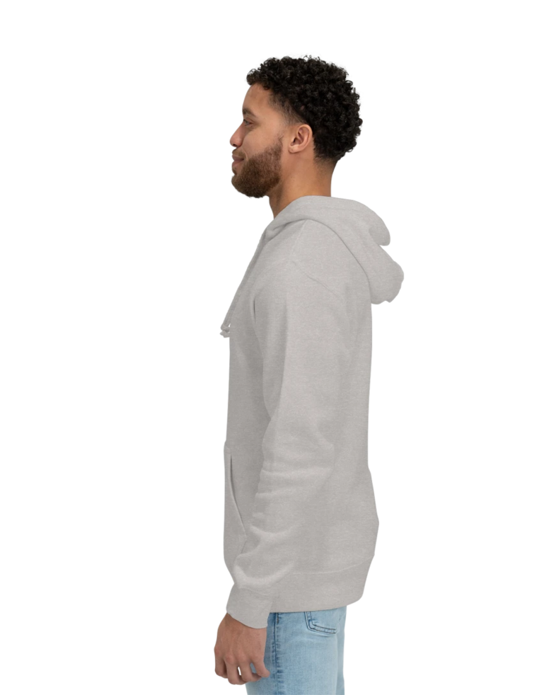 Image of a model wearing a 8871 J. America Tri-Blend Hooded Pullover Sweatshirt