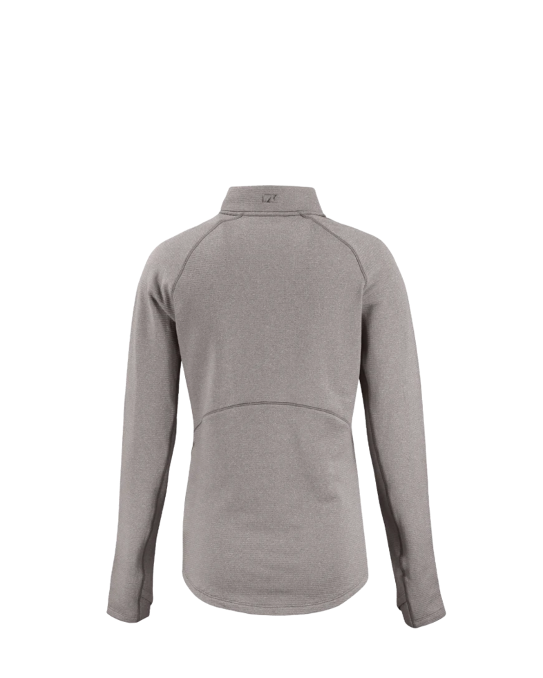 Image of a model wearing a LCK00182 Cutter & Buck Peshastin Eco Fleece Recycled Womens Half Zip Pullover