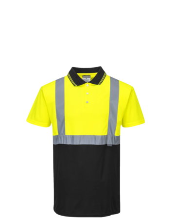 Model wearing a S479 Portwest Hi-Vis Two-Tone Polo Shirt