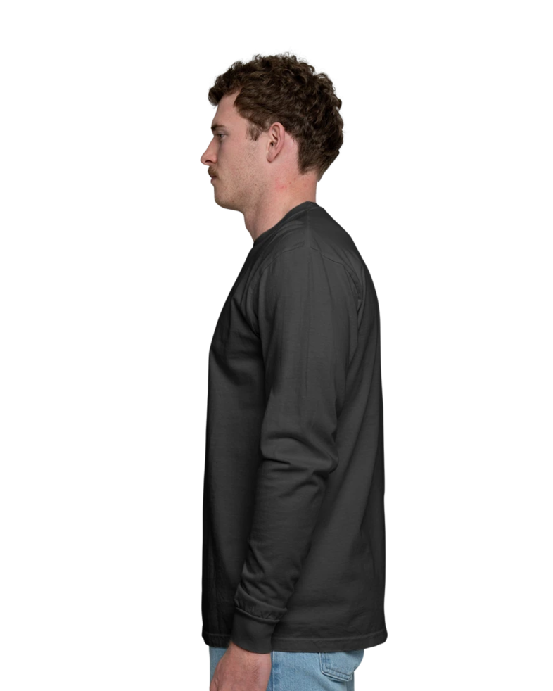 Image of a model wearing a CC6014 Comfort Colors Garment Dyed Long-Sleeve T-Shirt