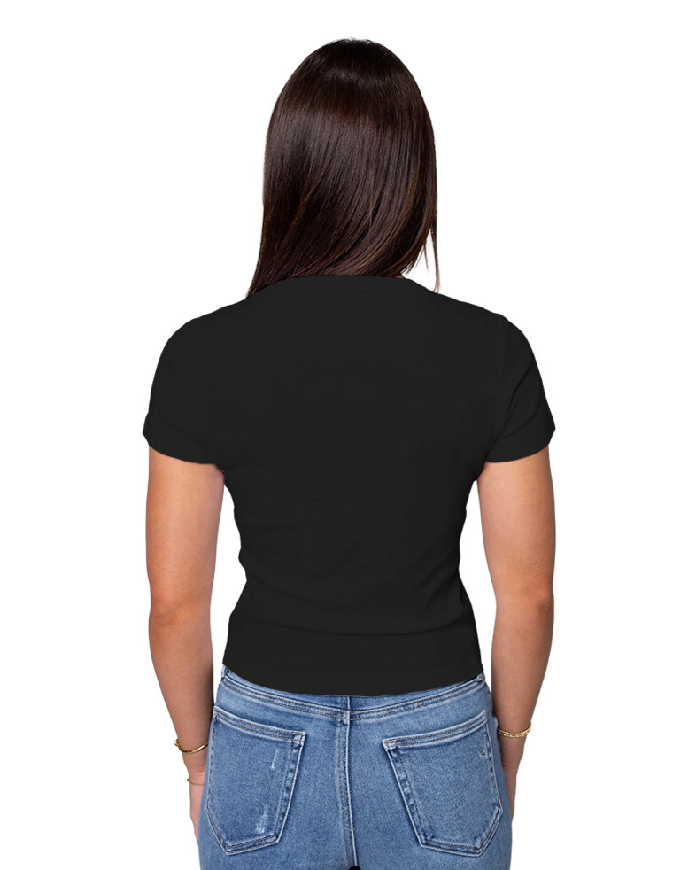 Image of a model wearing a 4074 AS Colour Women's Organic Rib Baby Tee