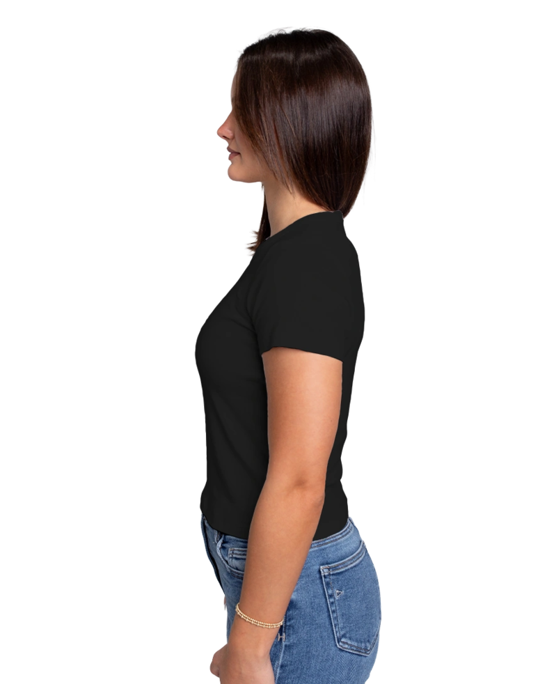 Image of a model wearing a 4074 AS Colour Women's Organic Rib Baby Tee