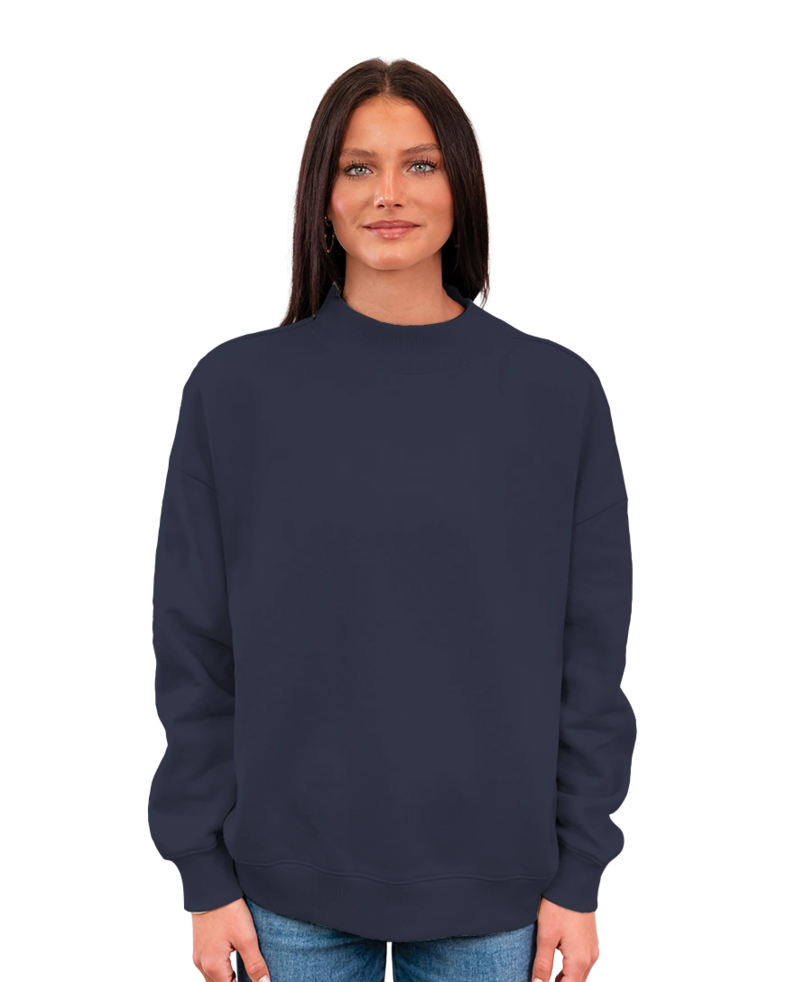 Image of a model wearing a IND280MOCK Independent Trading Co. Womens Midweight Mock Neck Sweatshirt