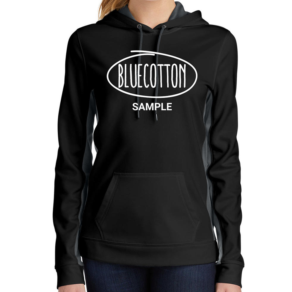 Image of LST235 Sport-Tek Ladies Sport-Wick Fleece Colorblock Hooded Pullover