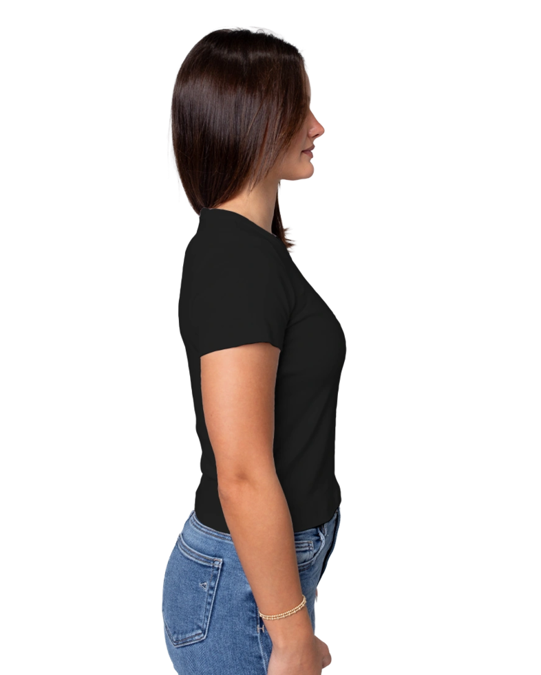 Image of a model wearing a 4074 AS Colour Women's Organic Rib Baby Tee