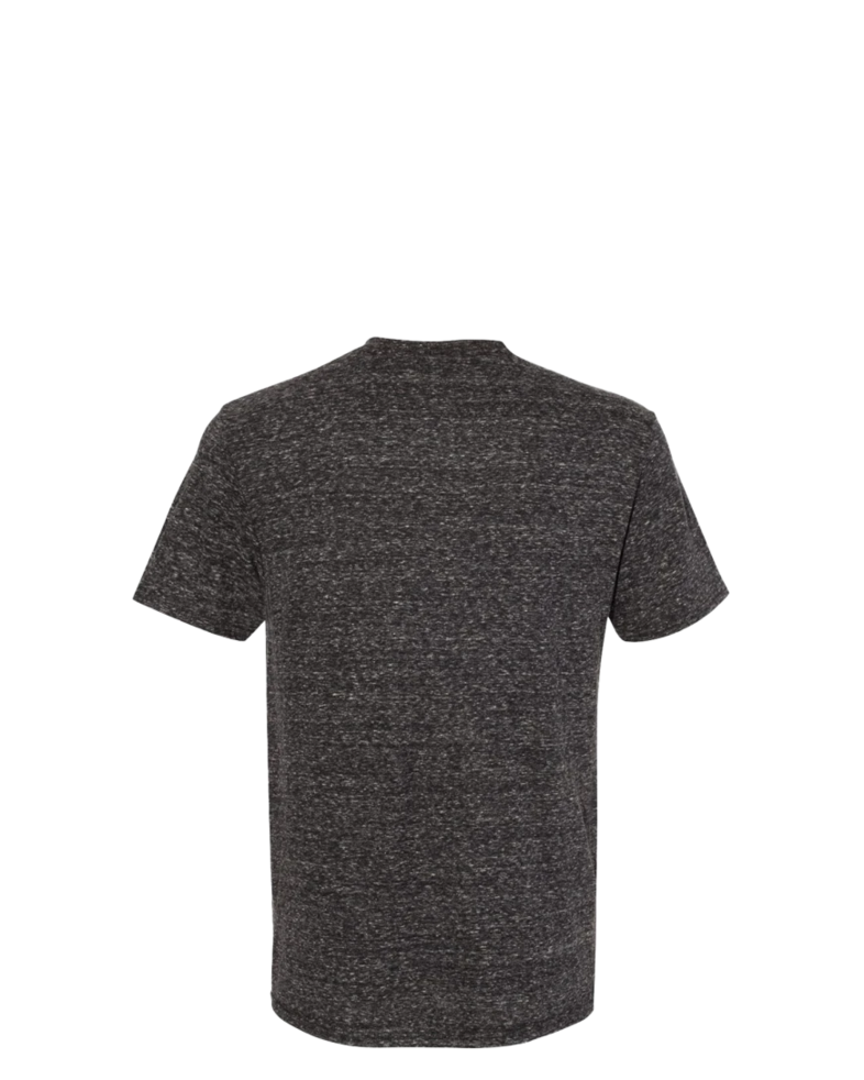 Image of a model wearing a 88MR JERZEES Snow Heather Jersey Crew T-Shirt