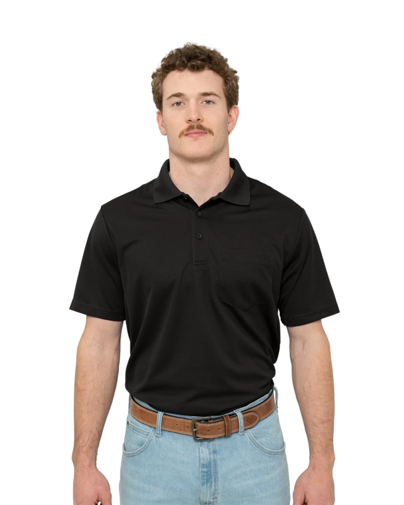 Image of a model wearing a ST640P Sport-Tek PosiCharge RacerMesh Pocket Polo