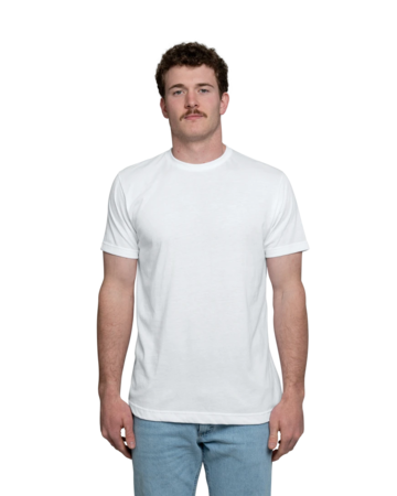 Model wearing a 241 Tultex Unisex Poly-Rich T-shirt