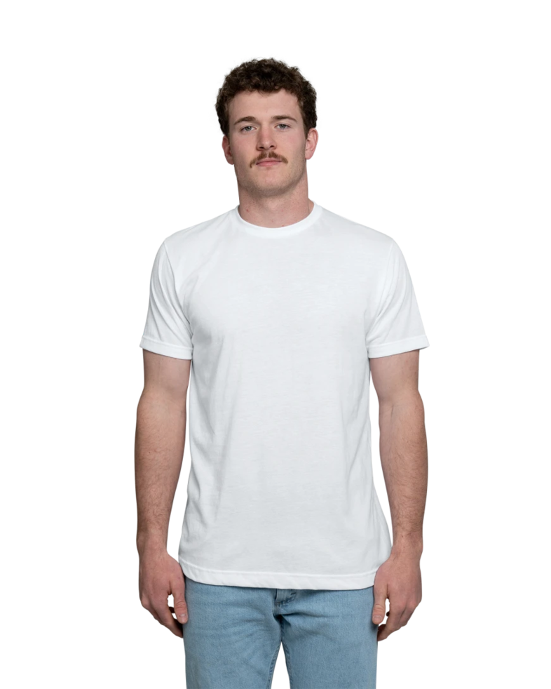 Image of a model wearing a 241 Tultex Unisex Poly-Rich T-shirt