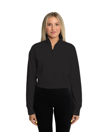 Model wearing a DT6111 District® Women’s V.I.T.™ Fleece 1/2-Zip