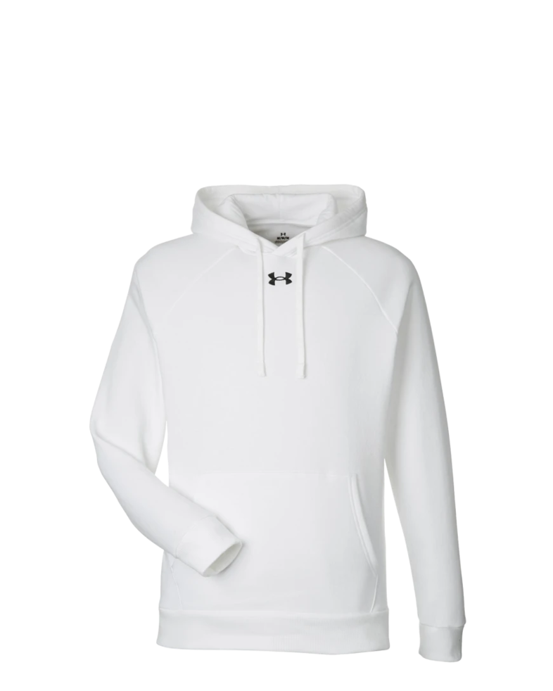 Image of a model wearing a 1379757 Under Armour Men's Rival Fleece Hooded Sweatshirt