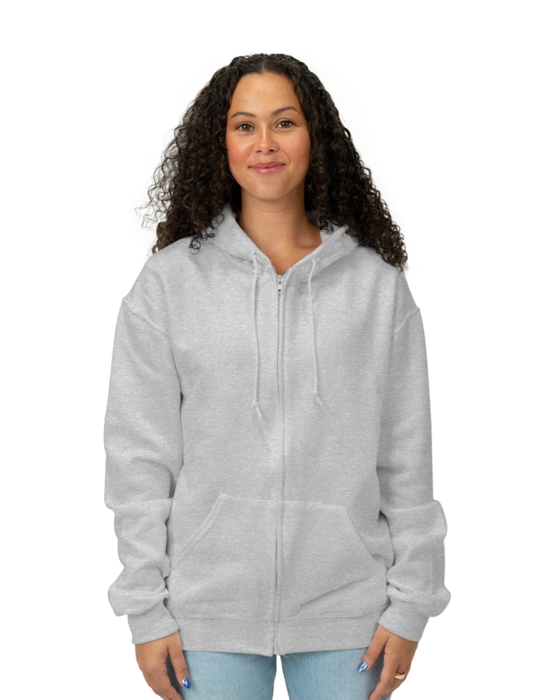Image of a model wearing a 993M Jerzees Full Zip Hood