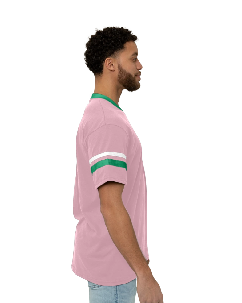 Image of a model wearing a 360 Augusta Double Sleeve Stripe Jersey