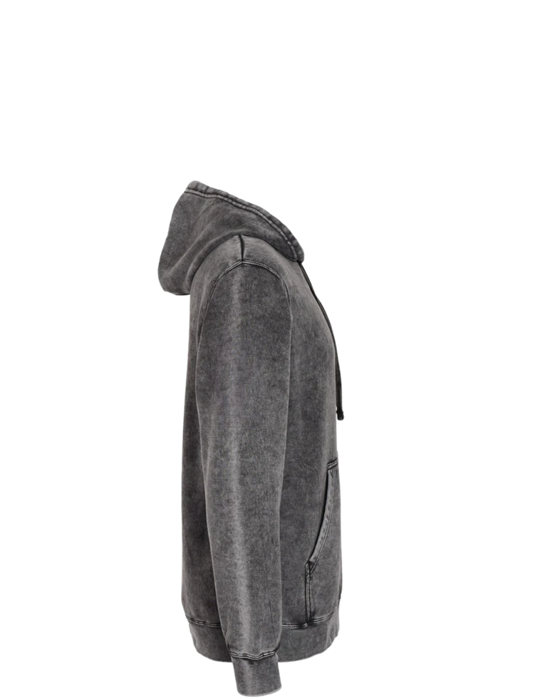 Image of a model wearing a PRM4500MW Independent Trading Co. Unisex Midweight Mineral Wash Hooded Sweatshirt