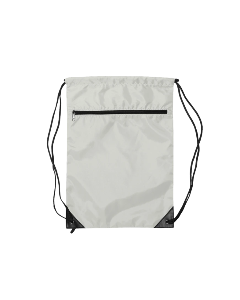 Image of a model wearing a 8888 Liberty Bags Zippered Drawstring Backpack