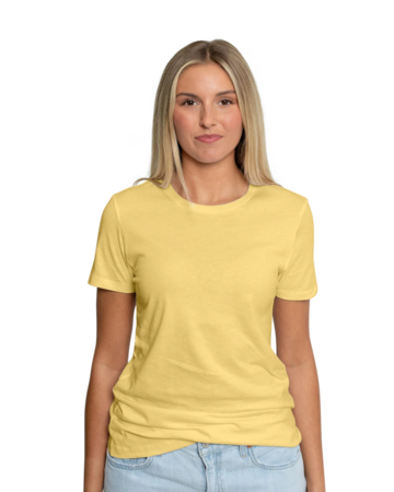Model wearing a NL3900 Next Level Ladies Boyfriend Tee