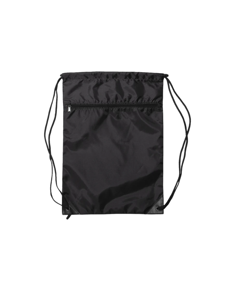 Image of a model wearing a 8888 Liberty Bags Zippered Drawstring Backpack