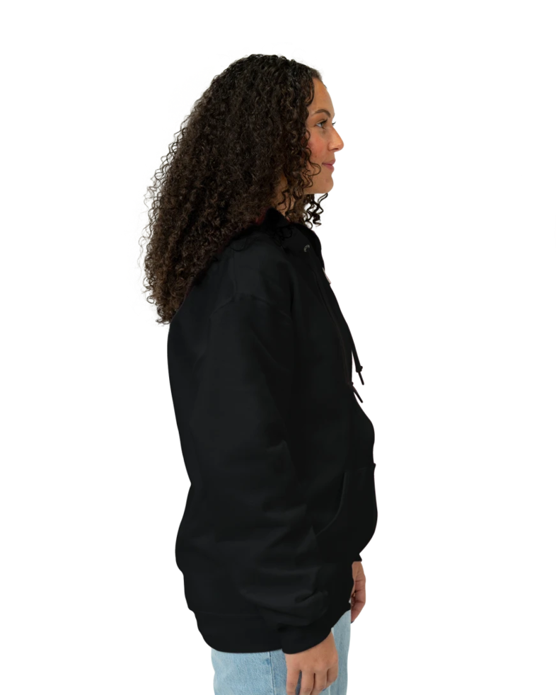 Image of a model wearing a 993M Jerzees Full Zip Hood