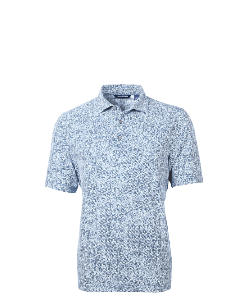 Image of a model wearing a MCK01161 Cutter & Buck Virtue Eco Pique Botanical Print Recycled Mens Polo
