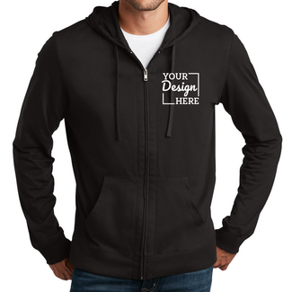 Zip Up T-shirts Hoodie:  DT1100 District Young Mens Jersey Full-Zip T-shirt Hoodie