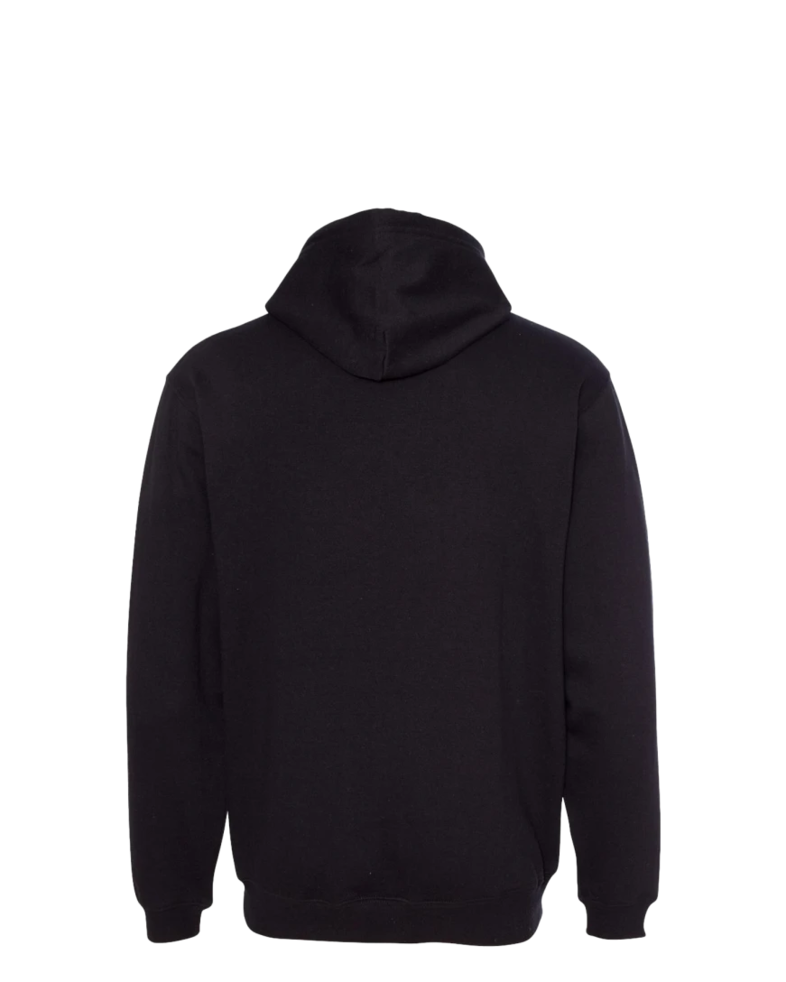 Image of a model wearing a 8815 J. America Tailgate Hooded Sweatshirt