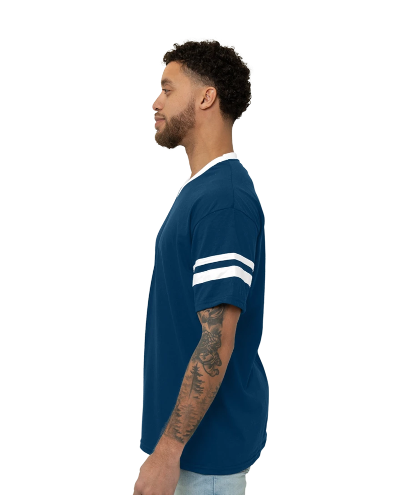 Image of a model wearing a 360 Augusta Double Sleeve Stripe Jersey