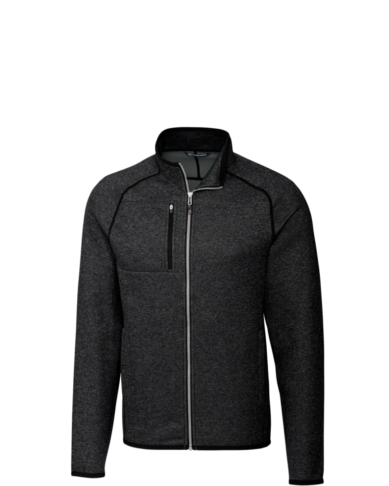 Image of a model wearing a MCO00050 Cutter & Buck Mainsail Sweater-Knit Mens Full Zip Jacket